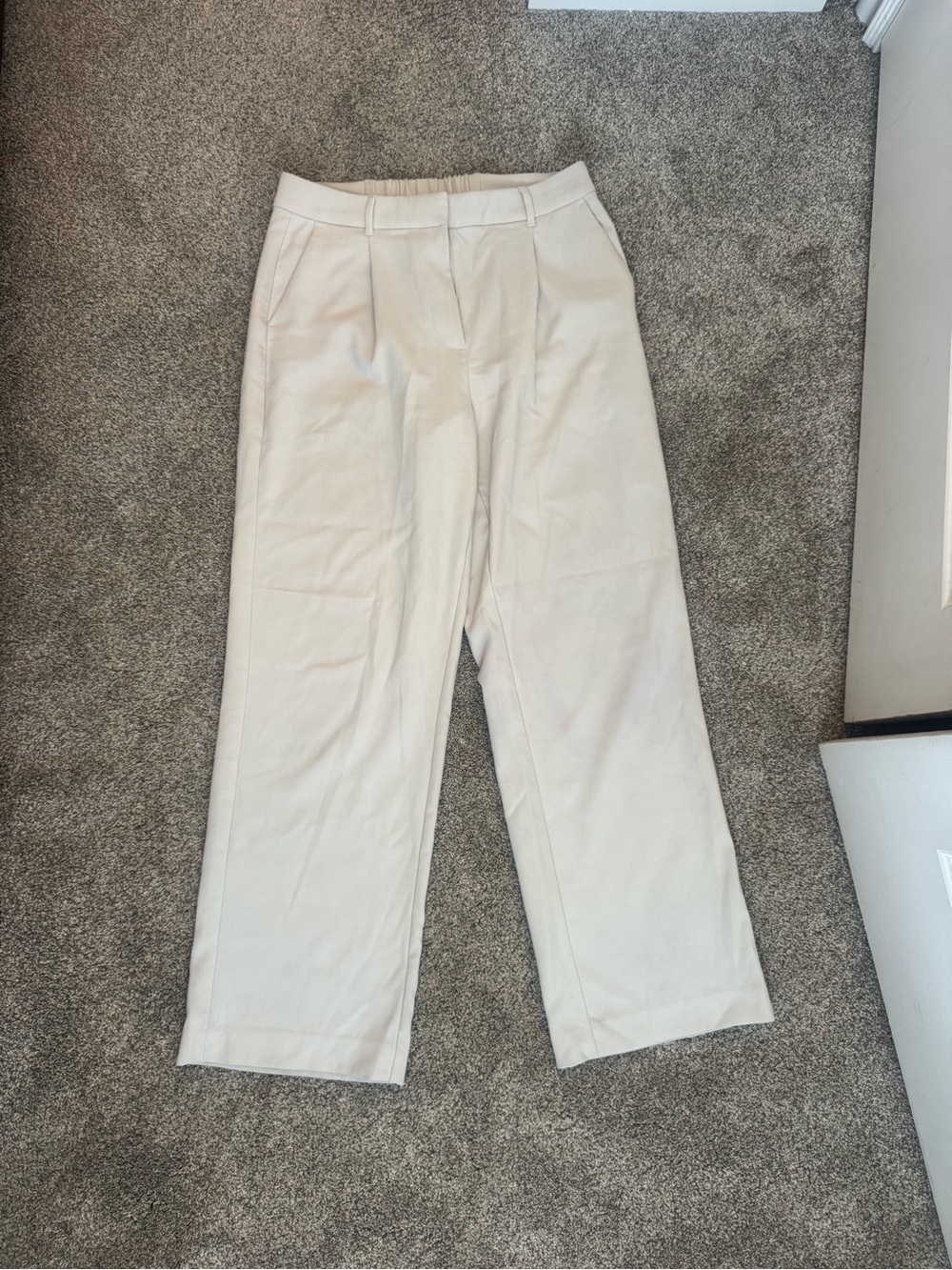 Old Navy Cream High-Waist Straight-Leg Trousers
